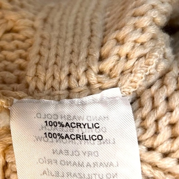 Emory Park Johnny Collar Cable Knit Crotchet Sweater- Neutral Cream- Medium - Picture 7 of 10